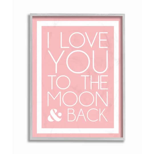 Stupell Industries Pink & White I Love You To The Moon Framed Giclee Textured Wall Art